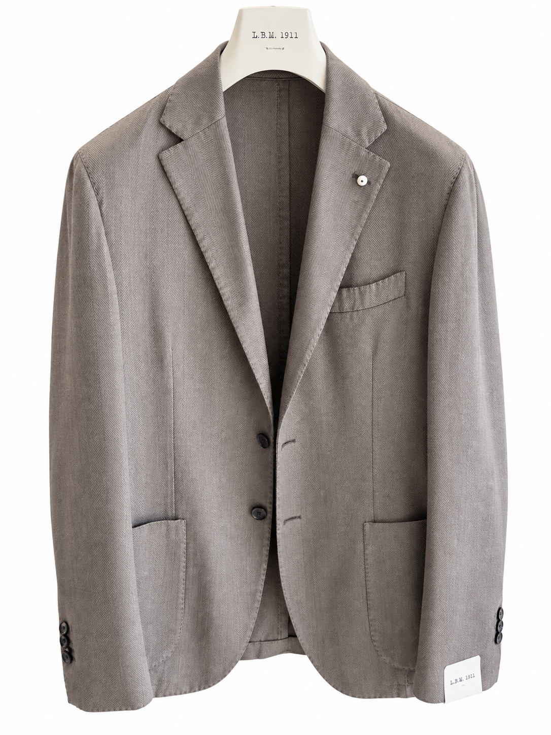 L.B.M. 1911 — Giacca spigata in lana garment dyed marrone