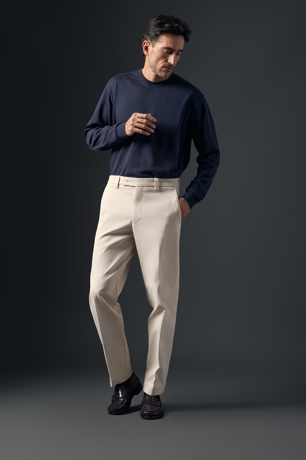 Berwich — Pantalone Chiaia Legacy in cotone stretch spinato