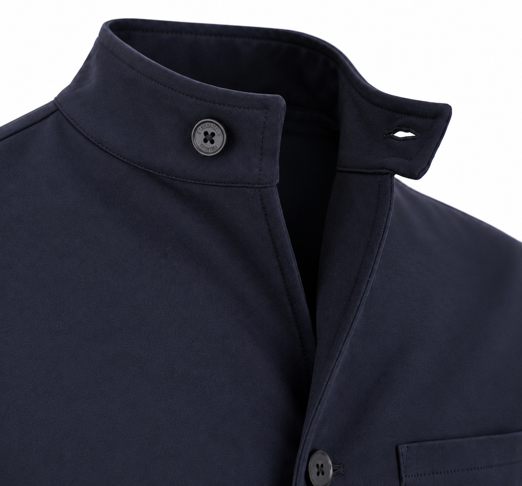 Santaniello — Giacca camicia con collo coreano in lana e cashmere stretch