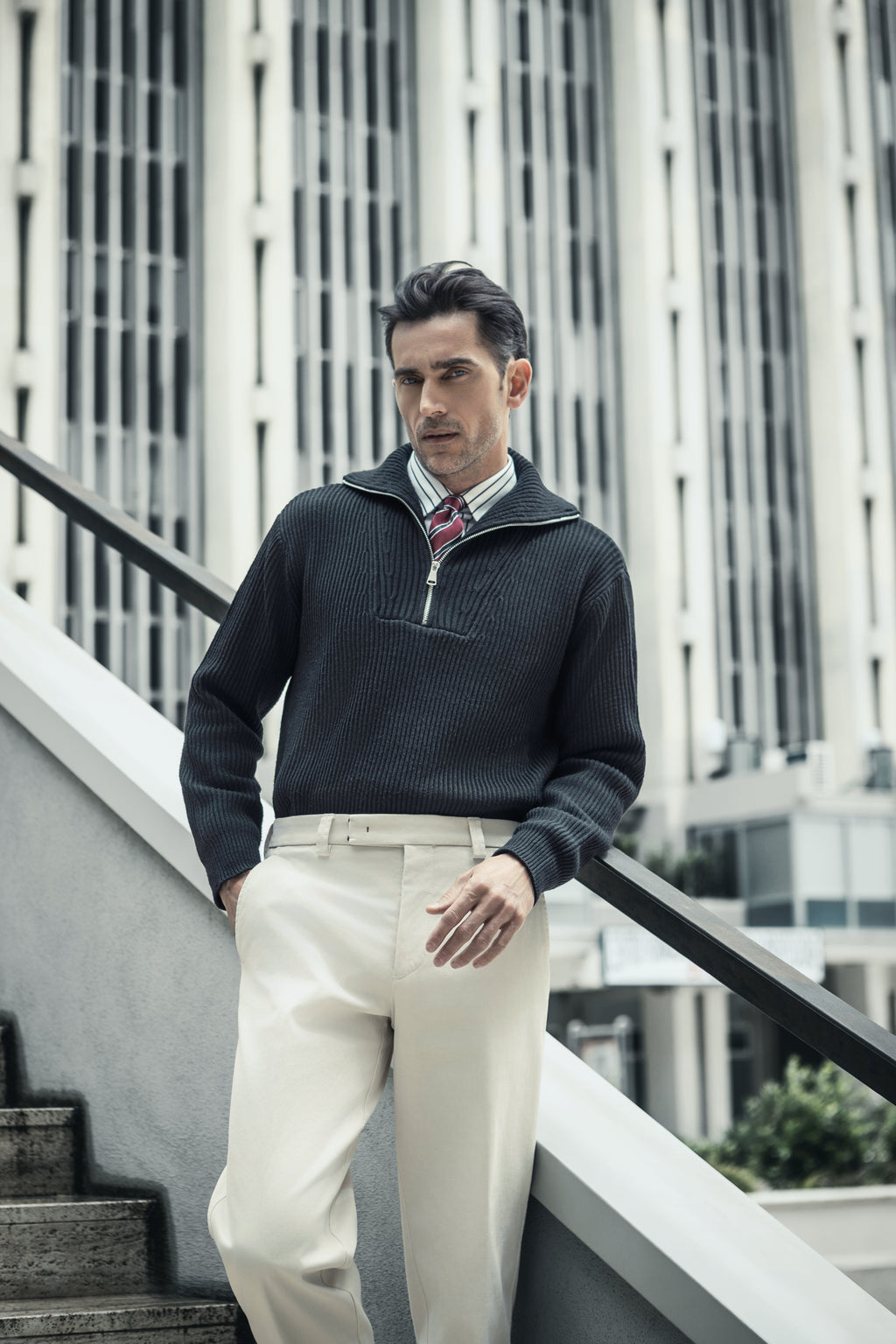Berwich — Pantalone Chiaia Legacy in cotone stretch spinato