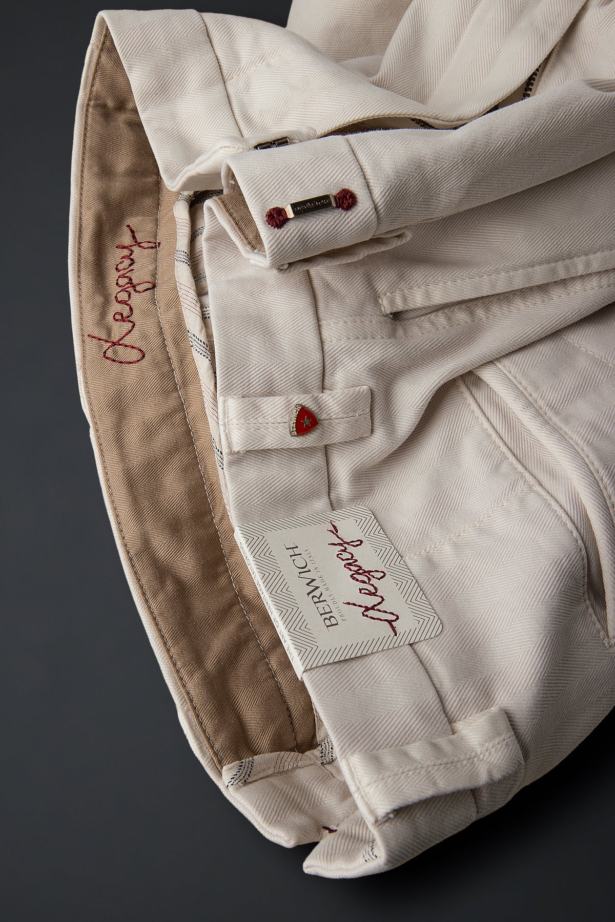 Berwich — Pantalone Chiaia Legacy in cotone stretch spinato