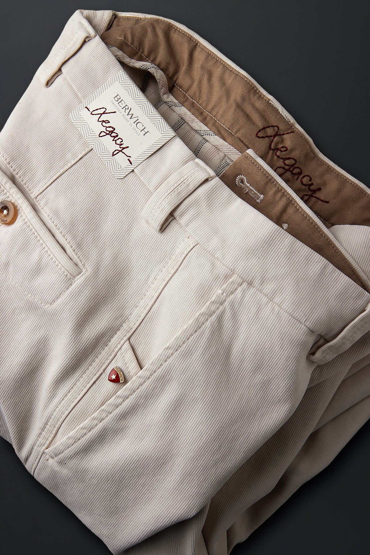 Berwich — Pantalone Chiaia Legacy in cotone stretch spinato
