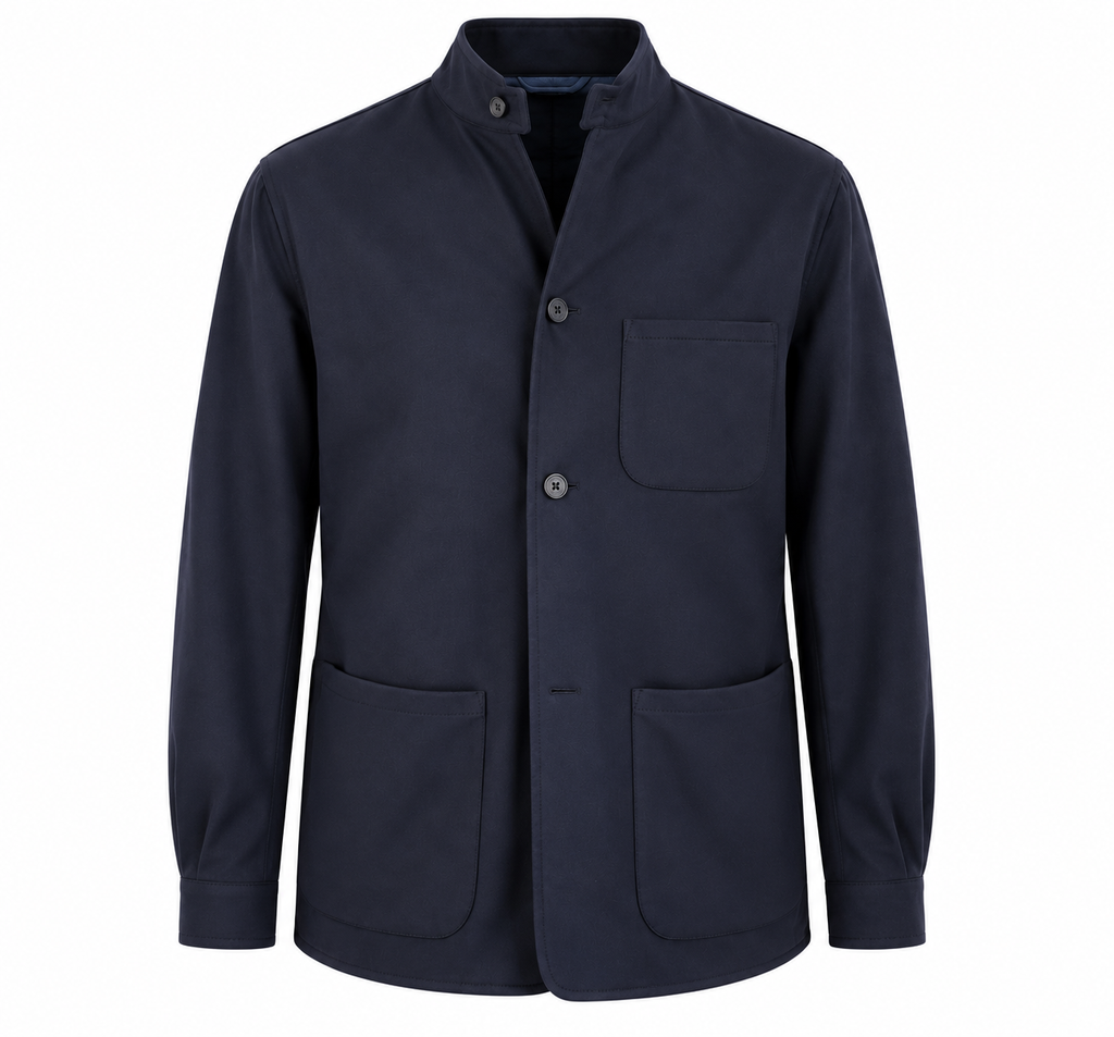 Santaniello — Giacca camicia con collo coreano in lana e cashmere stretch
