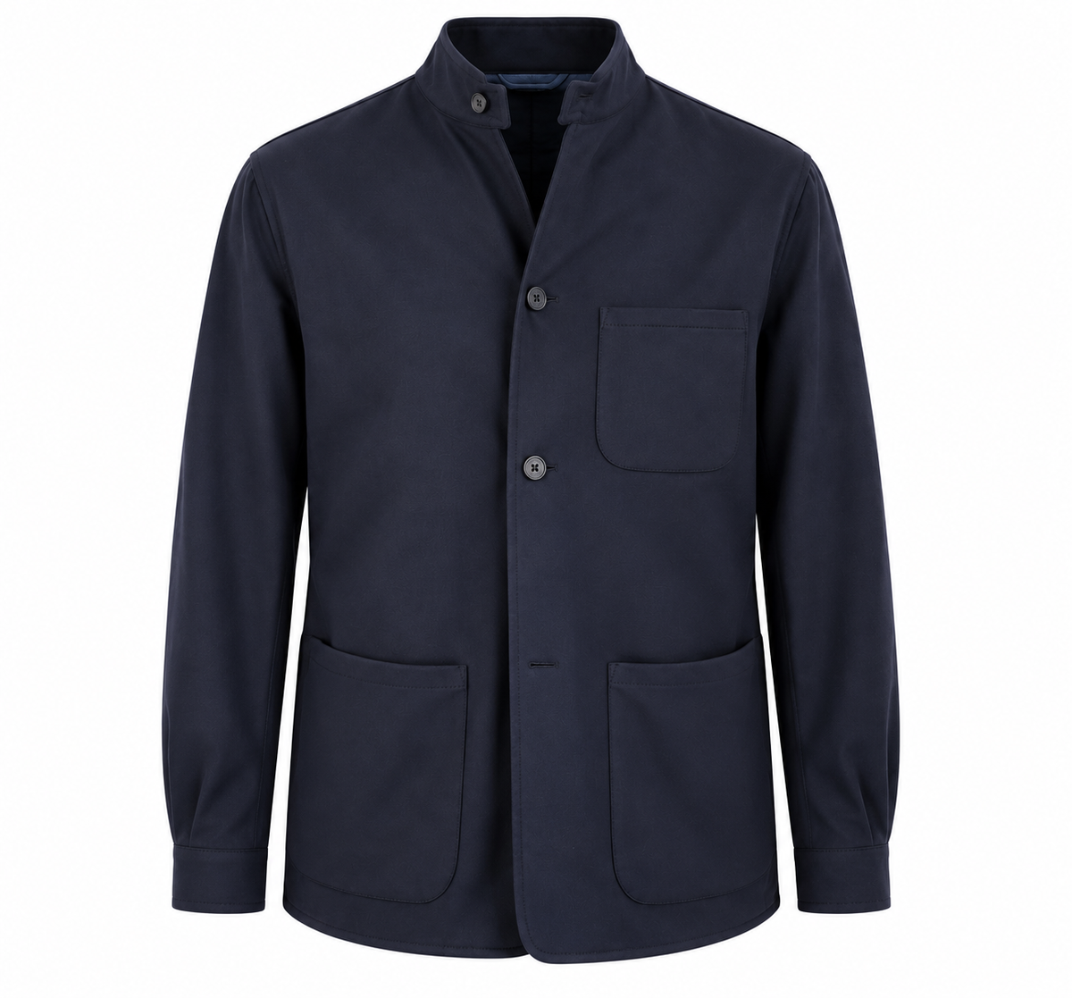 Santaniello — Giacca camicia con collo coreano in lana e cashmere stretch